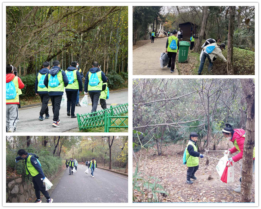 I volontari ripuliscono i rifiuti di plastica sul monte Dashu